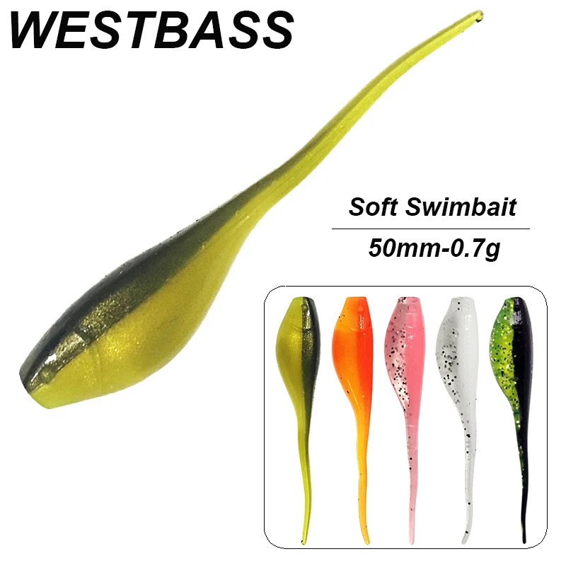 WESTBASS 10PCS Soft Larva Lures 50mm Silicone Todpole Baits Rubber cebos Swimbaits Wobblers Floating leurre souple fisching Isca