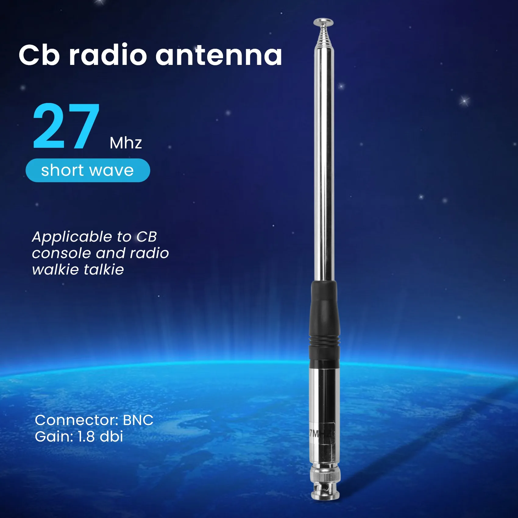 27Mhz Antenna 9-Inch to 51-Inch Telescopic/Rod HT Antennas for CB Handheld/Portable Radio with BNC Connector