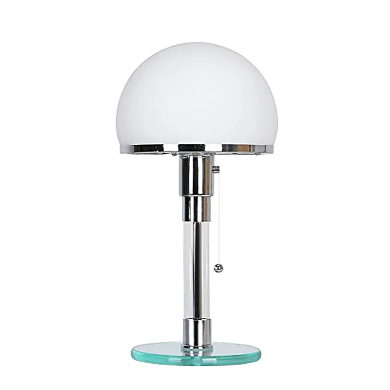 Bauhaus Table Lamp Designer Desk Light with Glass Ball, E27 Bulb, Bedside Nightstand Reading Light for Bedroom Living Room Study