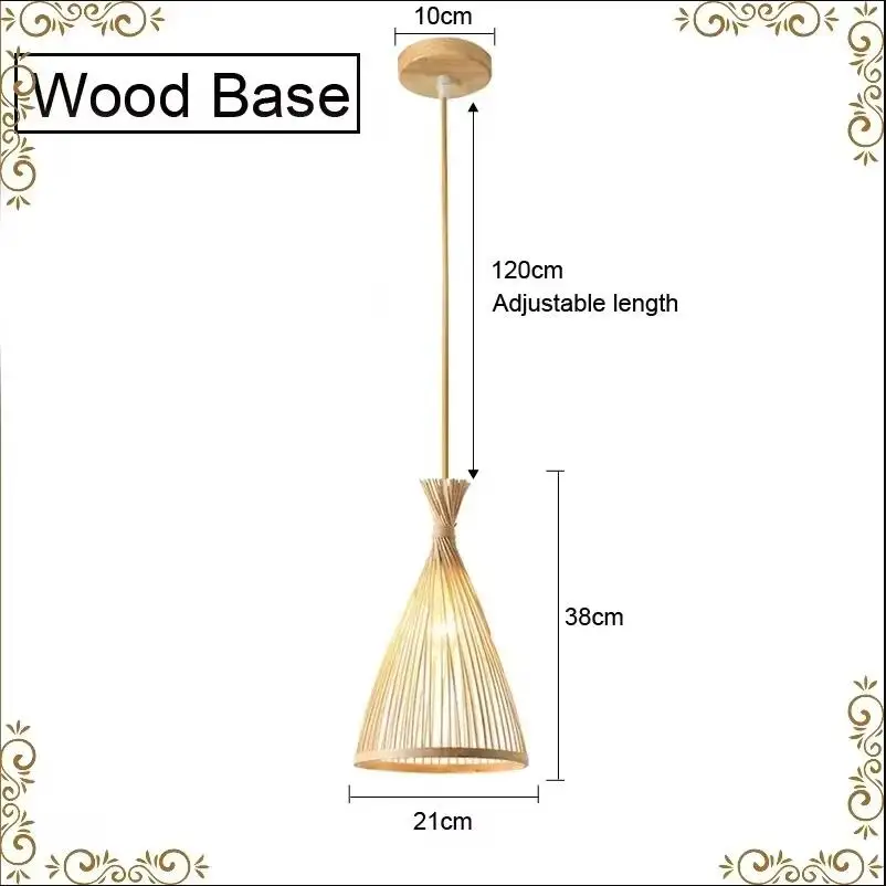 

Classic Bamboo Lustre Chandelier Hanging Lamp Ceiling Handmade Rattan Pendant Light Fixture Weaving Home Living Bed Room Decor