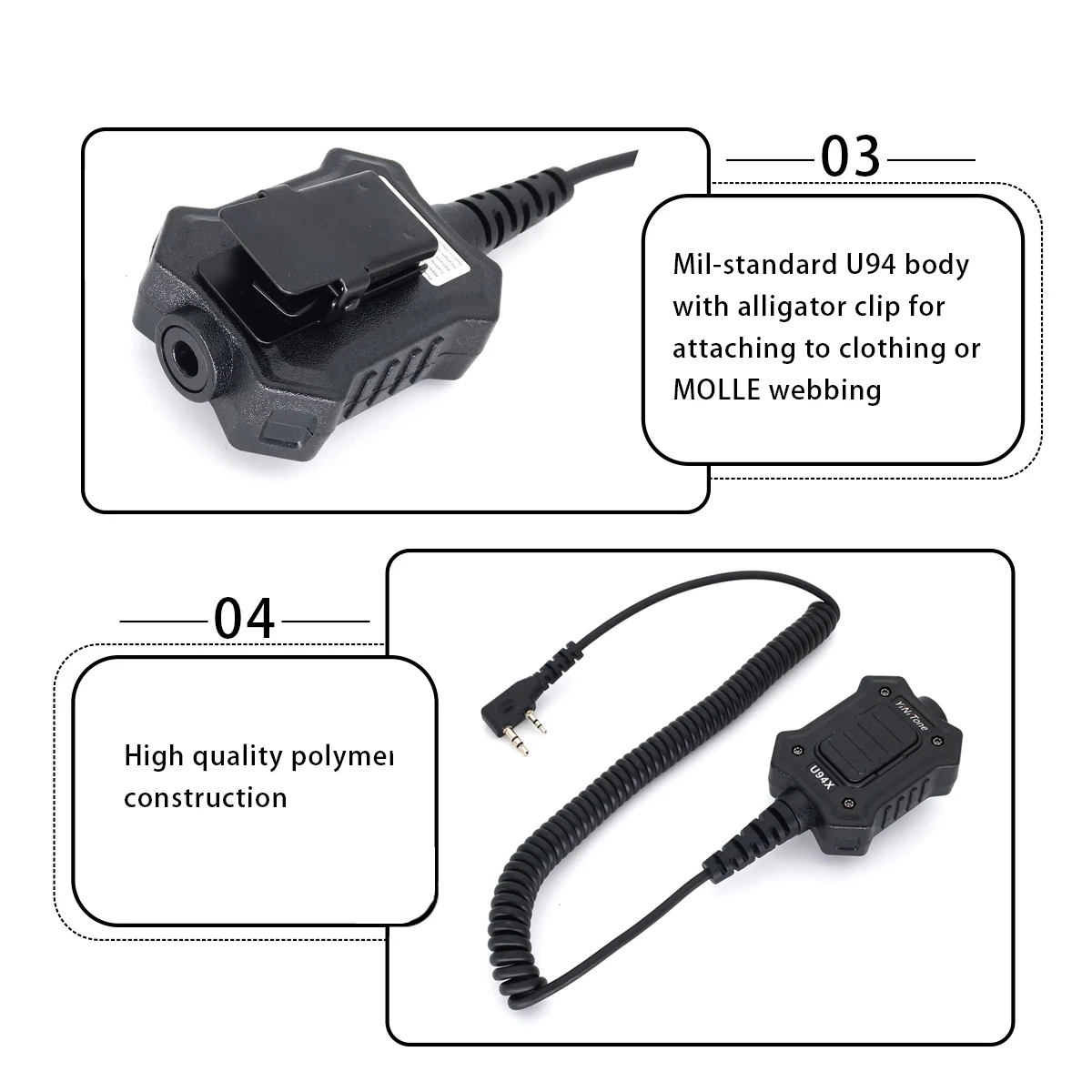 YiNiTone U94X PTT مع النخبة II سماعة راديو الناتو نمط ل Baofeng UV-5R DM-32 UV-32 Quansheng UV-K6 UV-5RPLUS اسلكية تخاطب