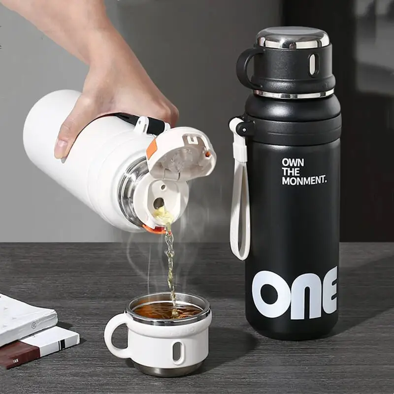 

600ML/1000ML Stainless Steel 316 Sport Thermal Flask With Straw Portable Long Time Insulation Coffee Tea Thermal Water Bottle