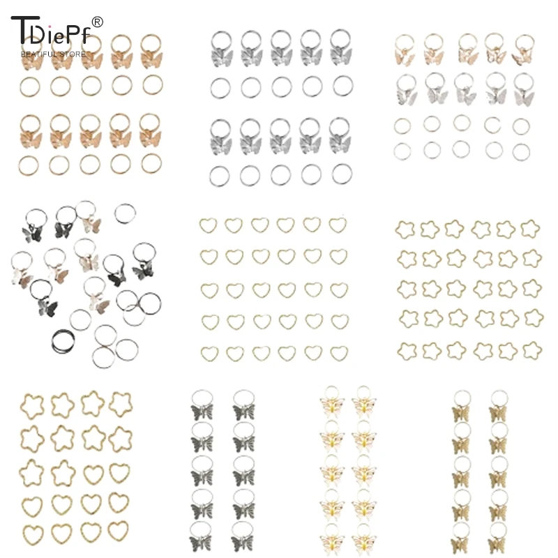 

20-50pc Dreadlock Hair Rings Headwear Dirty Braid Bead Adjustable Cuffs Clip Hair Braid Hairpin Hair Accessories For Women Girl