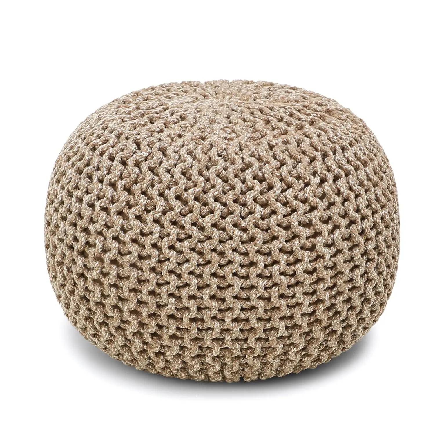 

Round Pouf Ottoman - Hand Knitted Cable Boho Poof Home Décor Pouffe Circular Footrest for Living Room -, Customized