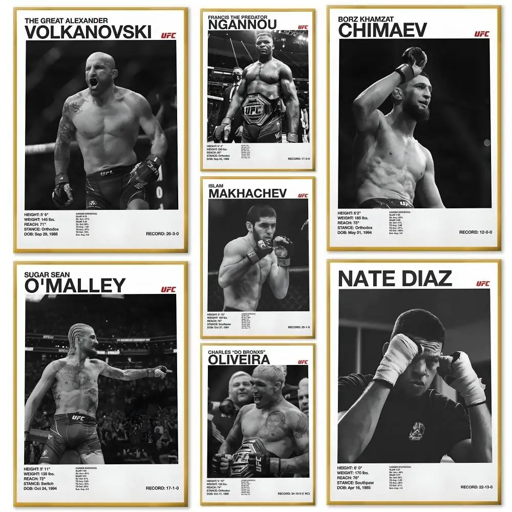 Black And White U-Ultimate Fighting Championship UFC Poster And Prints Wall Art Pictures For Modern Bedroom Game Room Home Decor