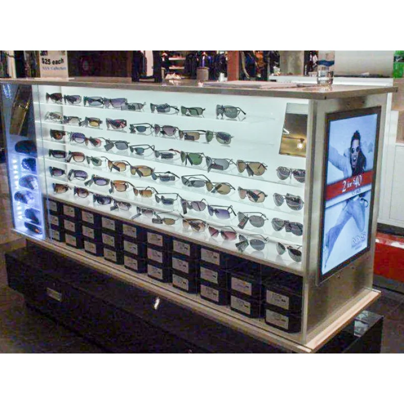 custom.Innovative Modern High-End Sunglass Display Cabinet with LED Lighting Optimal Eyewear Furniture Optical Shops Mall Ki