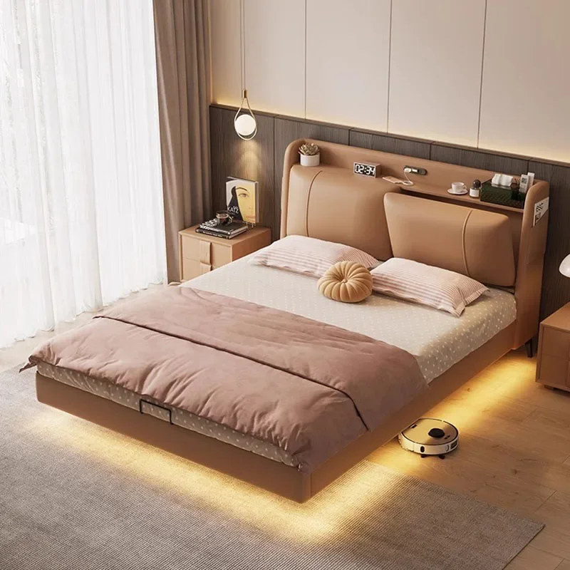 

Pretty Modern Storage Double Bed House Luxury Floating Italian Villa Double Bed Queen Size Cama Box Casal Home Furniture