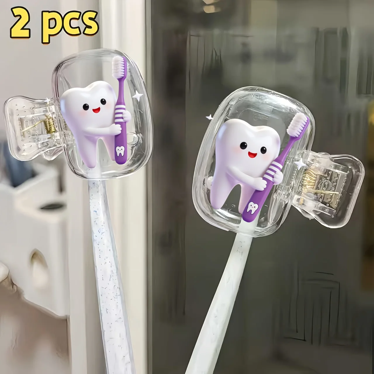 2pcs Toothbrush-Holding Cartoon Portable Toothbrush Head Cover Protective Cap Holder Useful in Household Keep Personal Oral Care