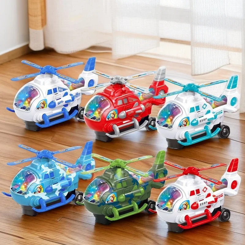 Children's electric toy airplane model universal helicopter light music airplane toy propeller can rotate.