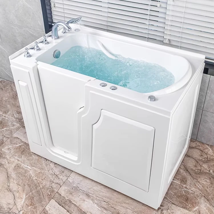 1500/1700mm Walk-in Massage With Seat Acrylic Resin Bathtub SPA Standing Air Bubble