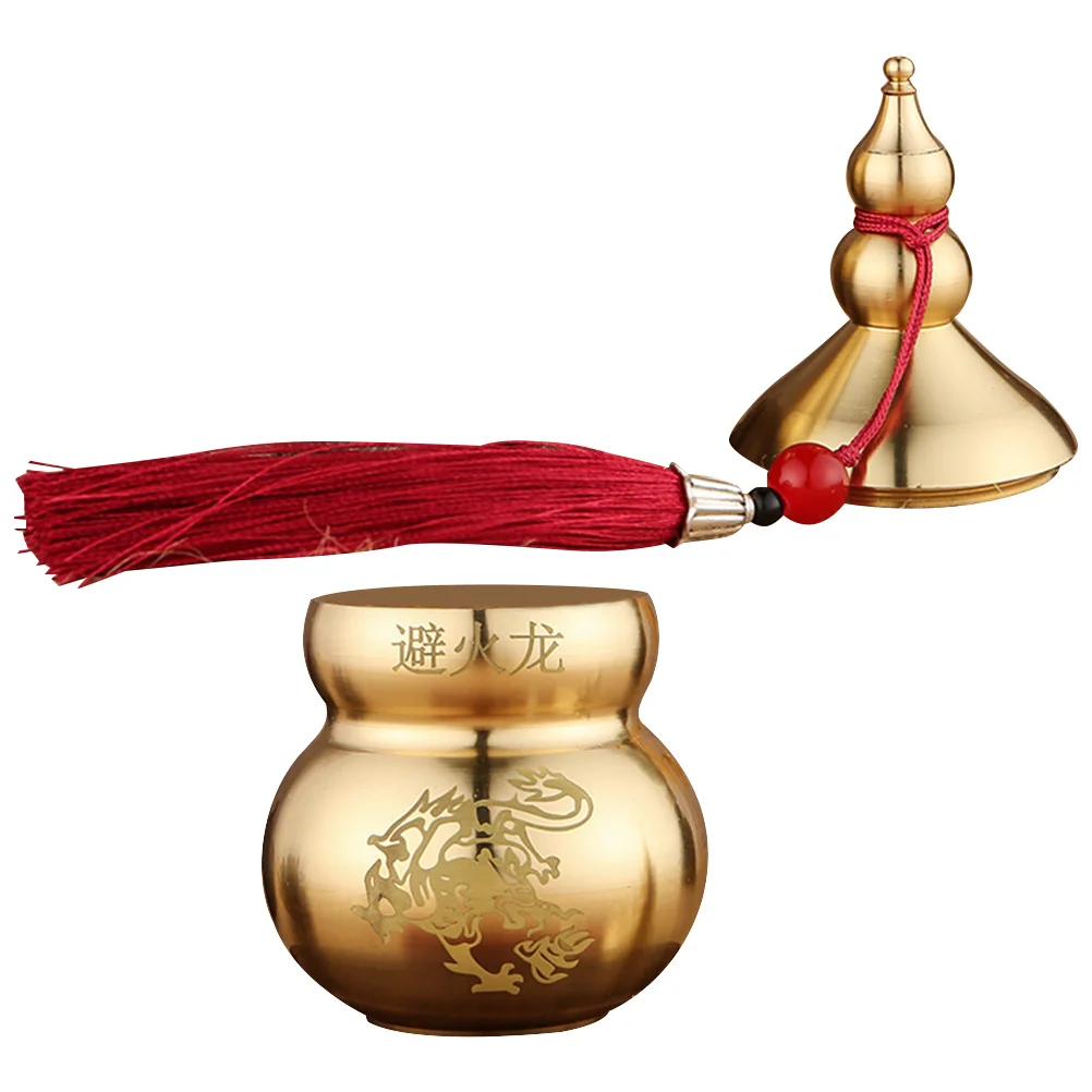 

Brass Gourd Home Office Decor Wealth Statue Figurine Cotton Thread Chinese Luck nament Vintage Cucurbit Adornment