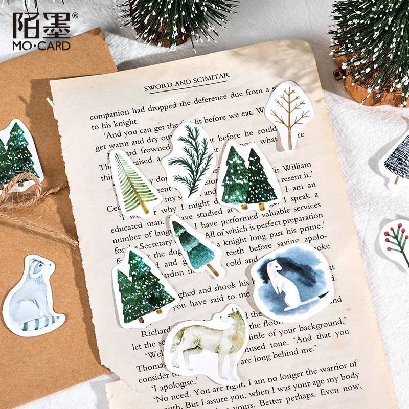 45 pieces Mini Box Packaged Stickers Forest plant animal seal collage handbook stickers scrapbooking stickers