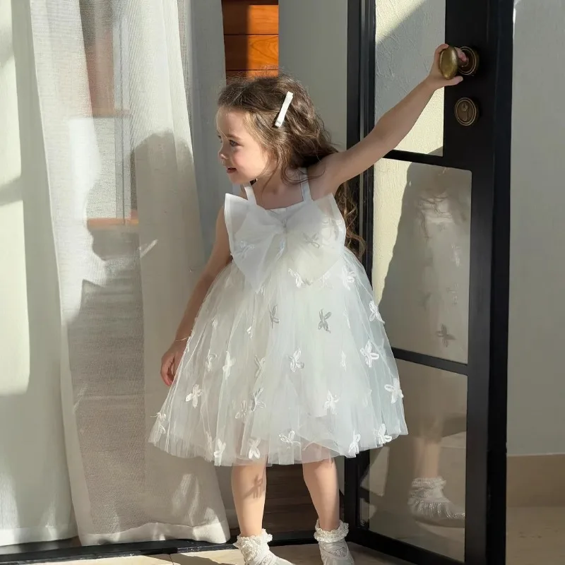 

Girl's Treasure Dress 2025 Summer New Style Mesh Strap Vest Skirt Little Girl's Princess Dress Birthday Skirt Summer