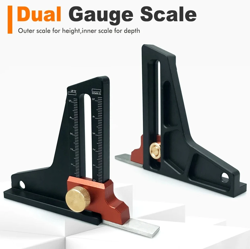 

Precision Height & Depth Gauge Ruler, Trimming Machine & Table Saw Adjustment Tool, Woodworking Measuring Instrument