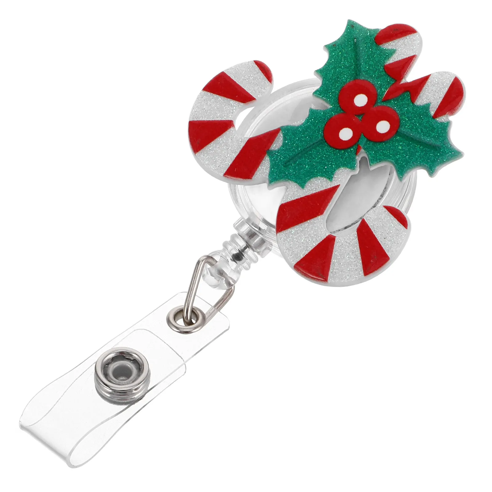 Christmas Badge Reel Retractable Nurse Id Card Holder Rotating Clip Candy Shape Badge Holder for Nurses Students Holiday Events