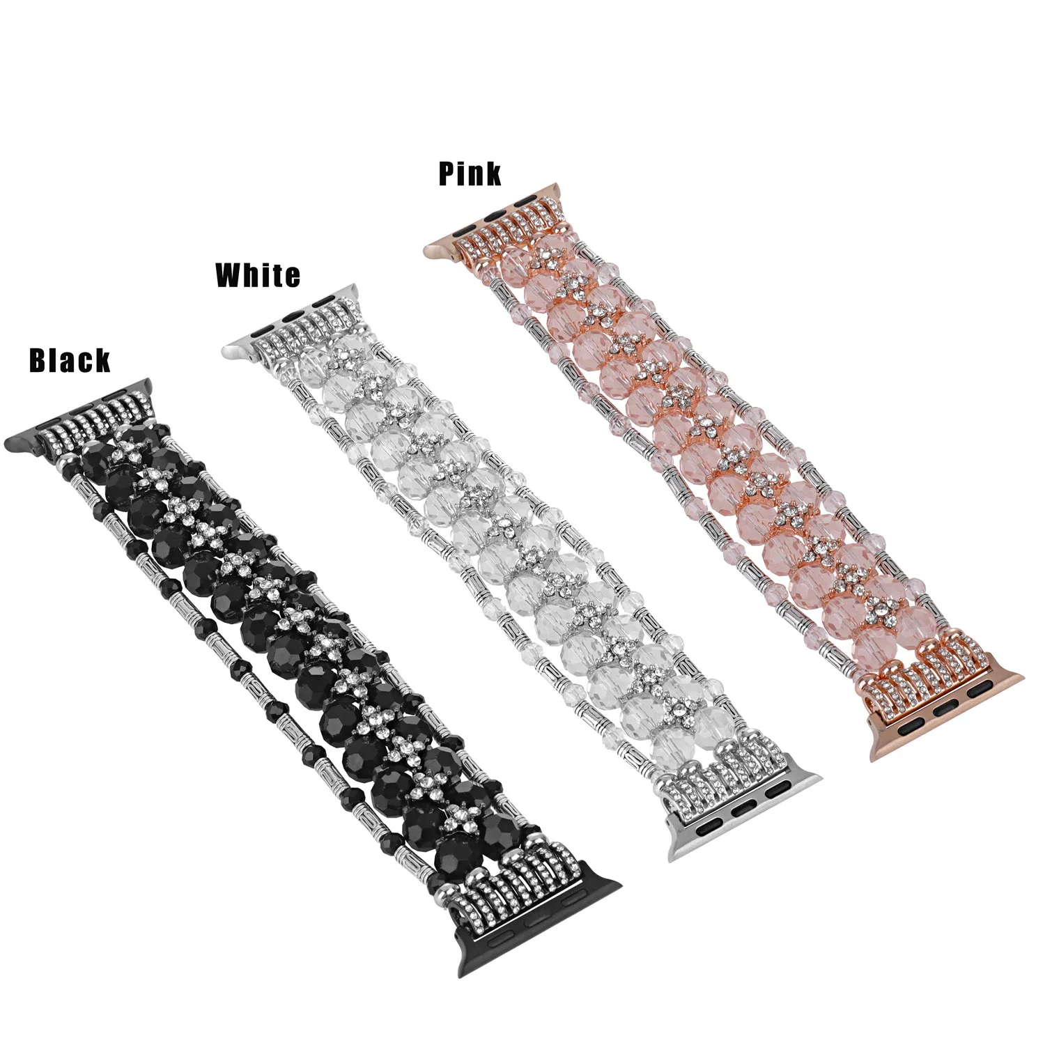 Pulsera elástica de cristal para Apple Watch, banda de 40, 44, 41, 45, 49mm, joyas de diamante para iwatch Series 9, 7, se, 6, 8, Ultra 2