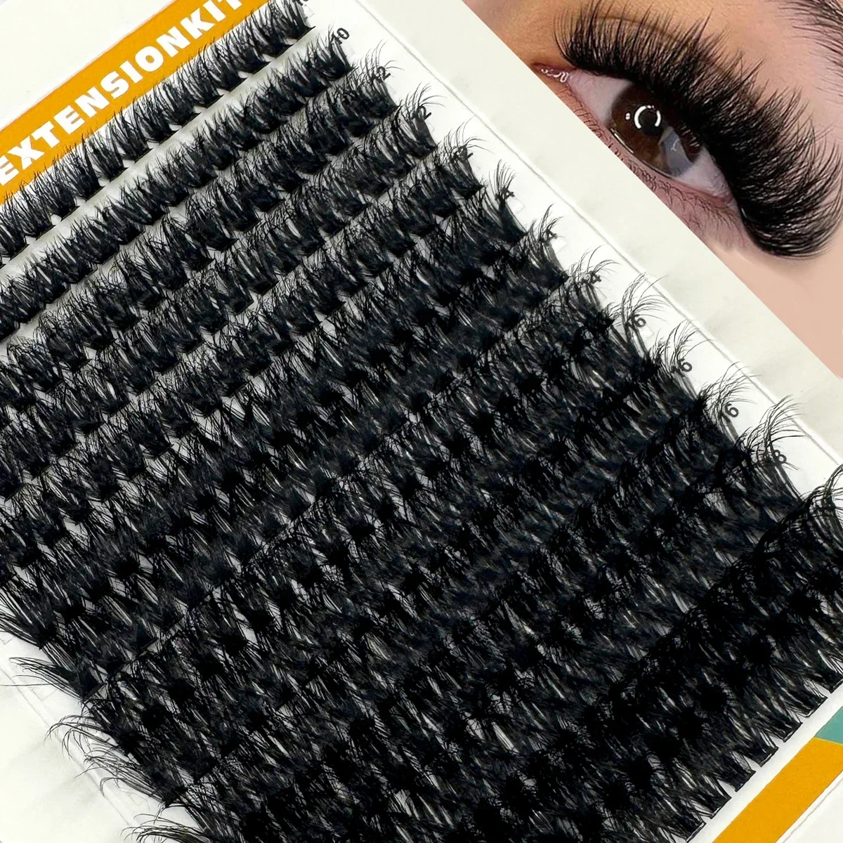 HBZGTLAD 14 Reihen Flauschige Wimpernbüschel 8-16mm Mix-Tray Wispy Einzelwimpernverlängerungen DIY Nerz-Kunstwimpern Make-up