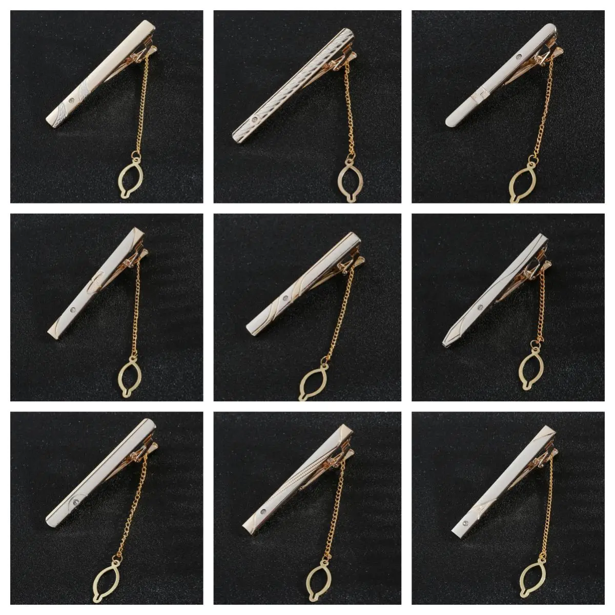 hot-selling high-end boutique men's chain silver tie clip chain metal tie clip