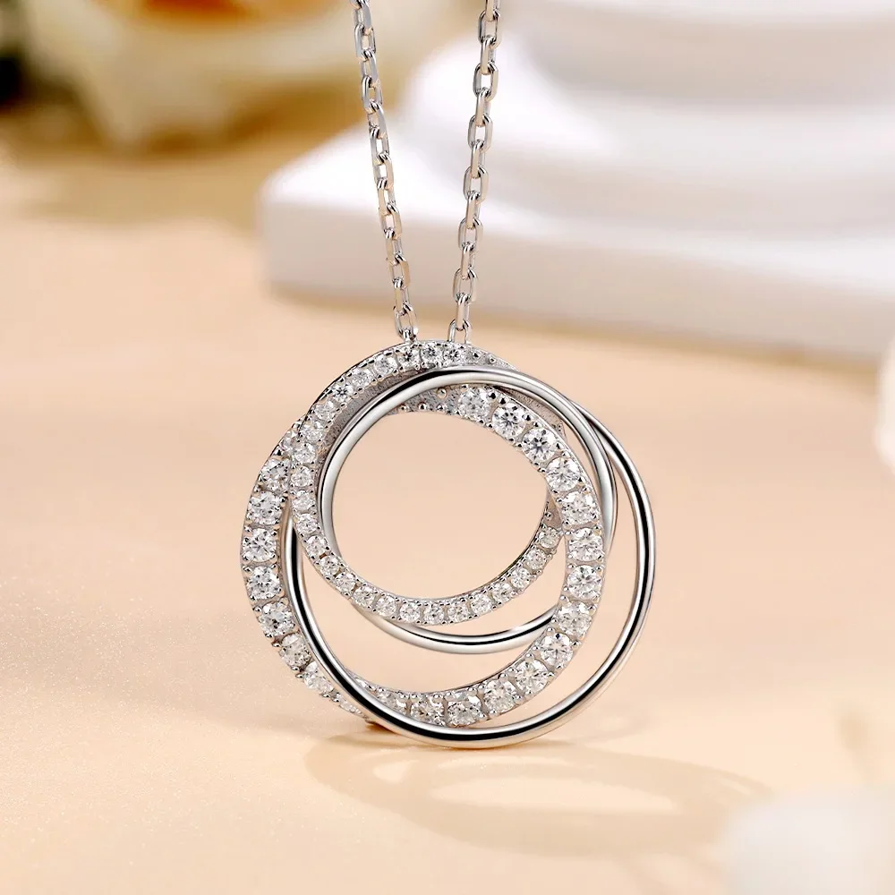 Full Moissanite Pendant Necklace for Women D VVS1 18K White Gold Plated 925 Sterling Silver Lab Diamond Chain Luxury Jewelry