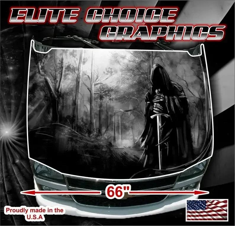 Grim Reaper Trees Vinyl Hood Wrap Bonnet Decal Sticker Graphic Universal Fit