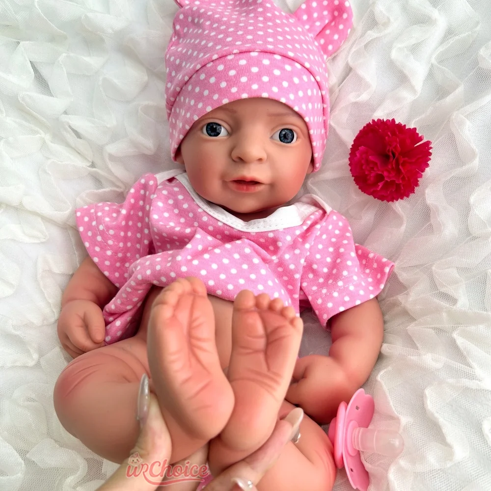 44 cm corpo intero morbido silicone rinato bambina morbida realistica pelle 3D bambola ponderata dettagli realistici regalo per pazienti da demenza