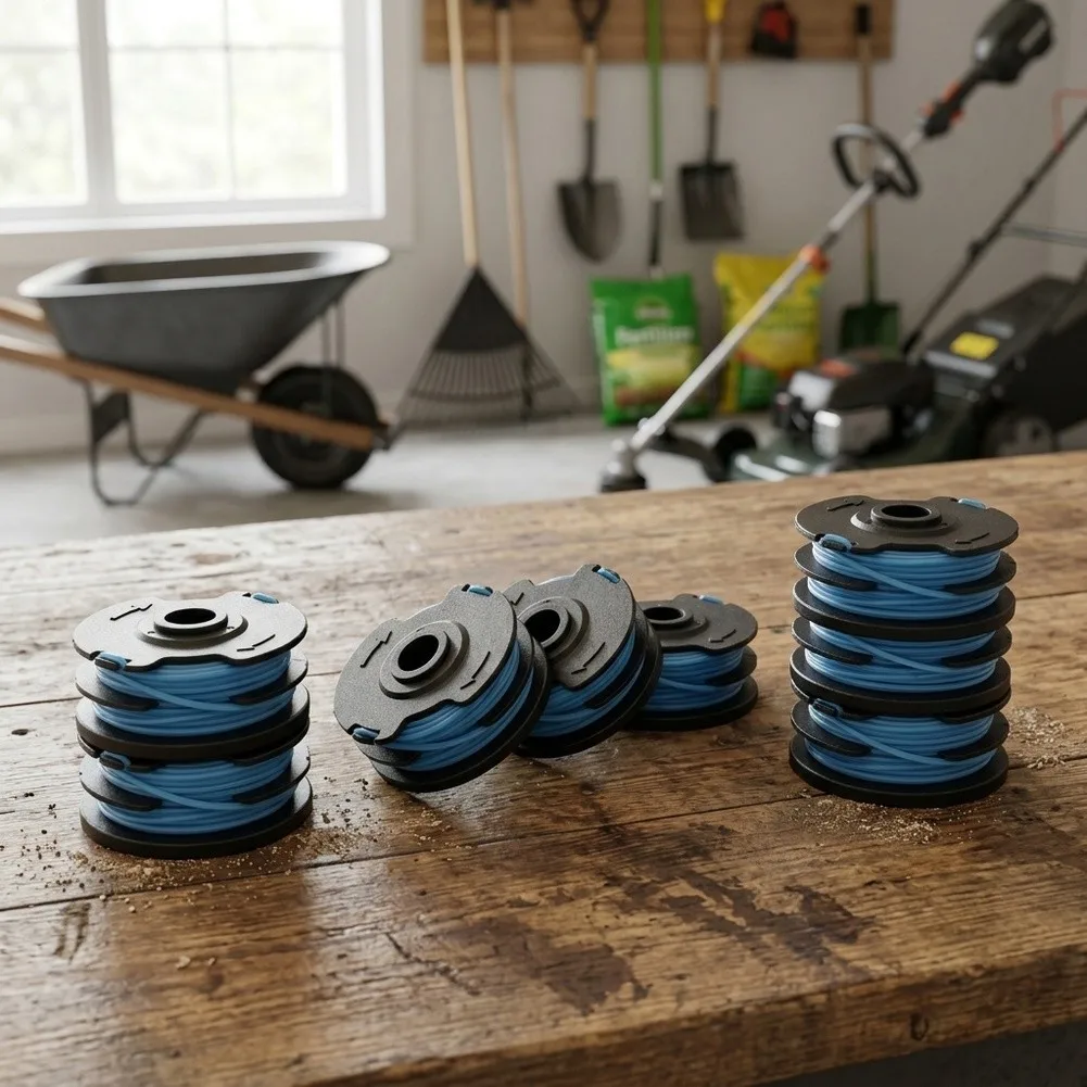 Dual Line String Trimmer Spool 8 Pack for 21212 21272 Lawnmowers 65x24mm 1.6mm x 8.2m Nylon Replacement Spools Blue