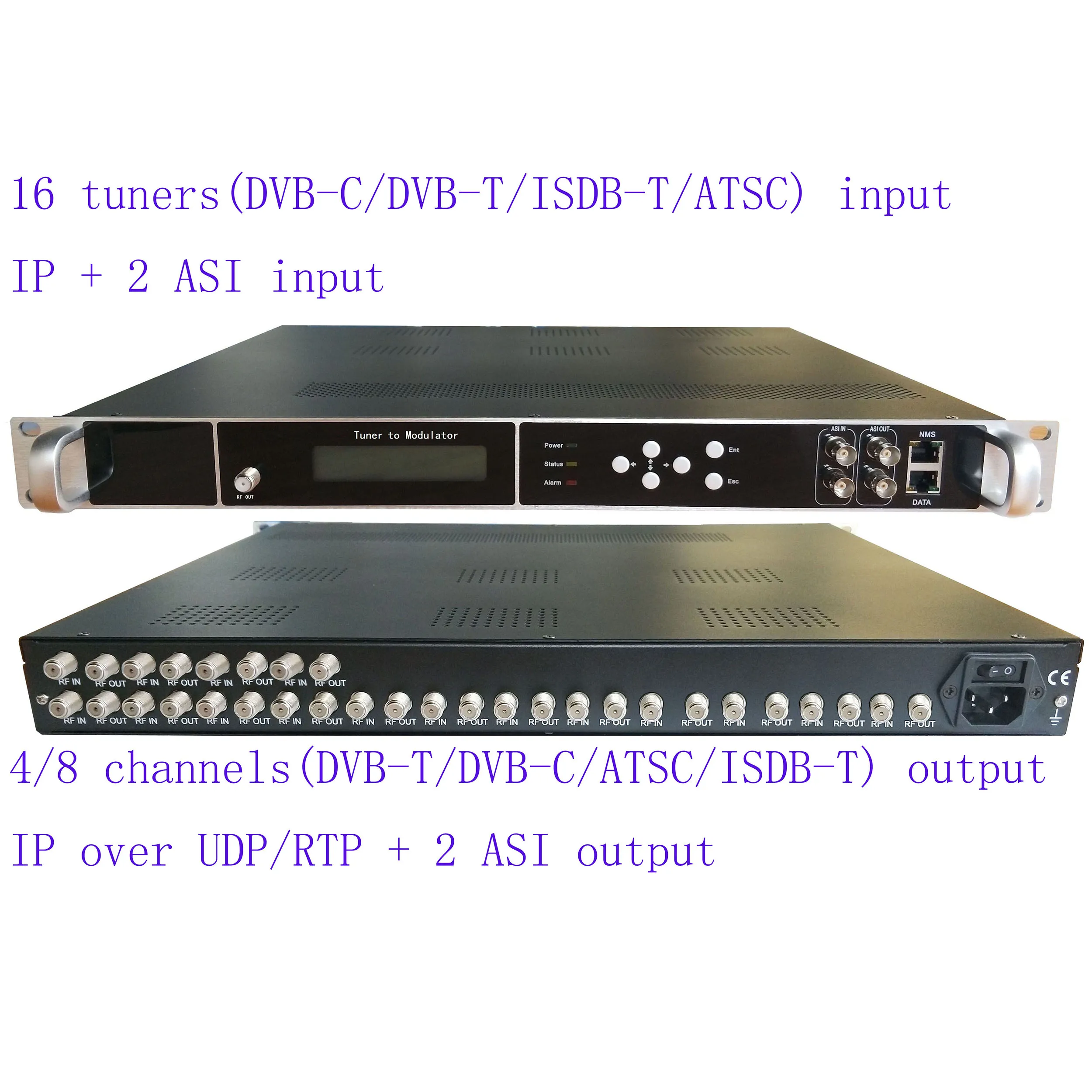 

16 way dvb-s2/S to ISDB-T catv modulator, 16 way ISDB-T tuner to ISDB-T RF modulator, TV headend for school/hospital/hotel