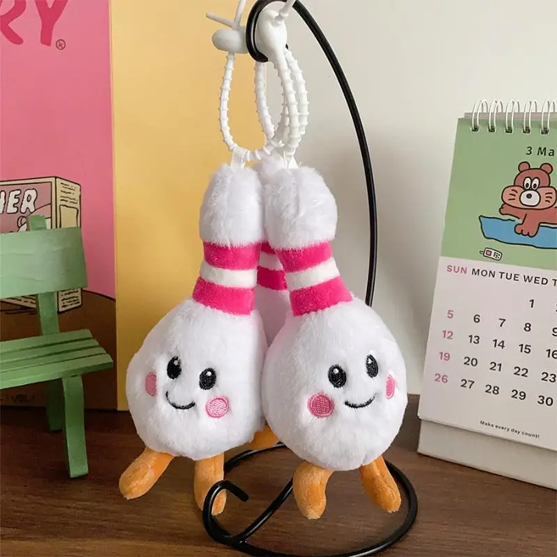 Cute Simulation Bowling Plush Doll Keychain Kawaii Stuffed Soft Keyring Backpack Pendant Bag Charm Decoration Children Toy Gifts