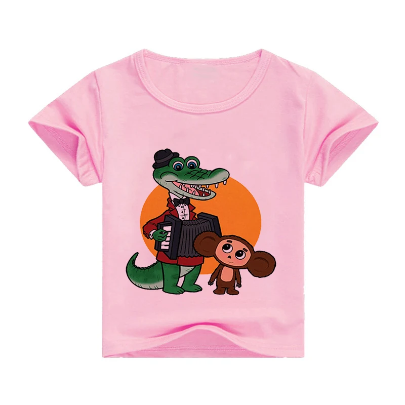 4 Colors 2-9y Children Russian Cartoon Cheburashka Funny T Shirt Summer Baby Boys/Girls Chebu Russia Tops T-shirt Kids Clothes