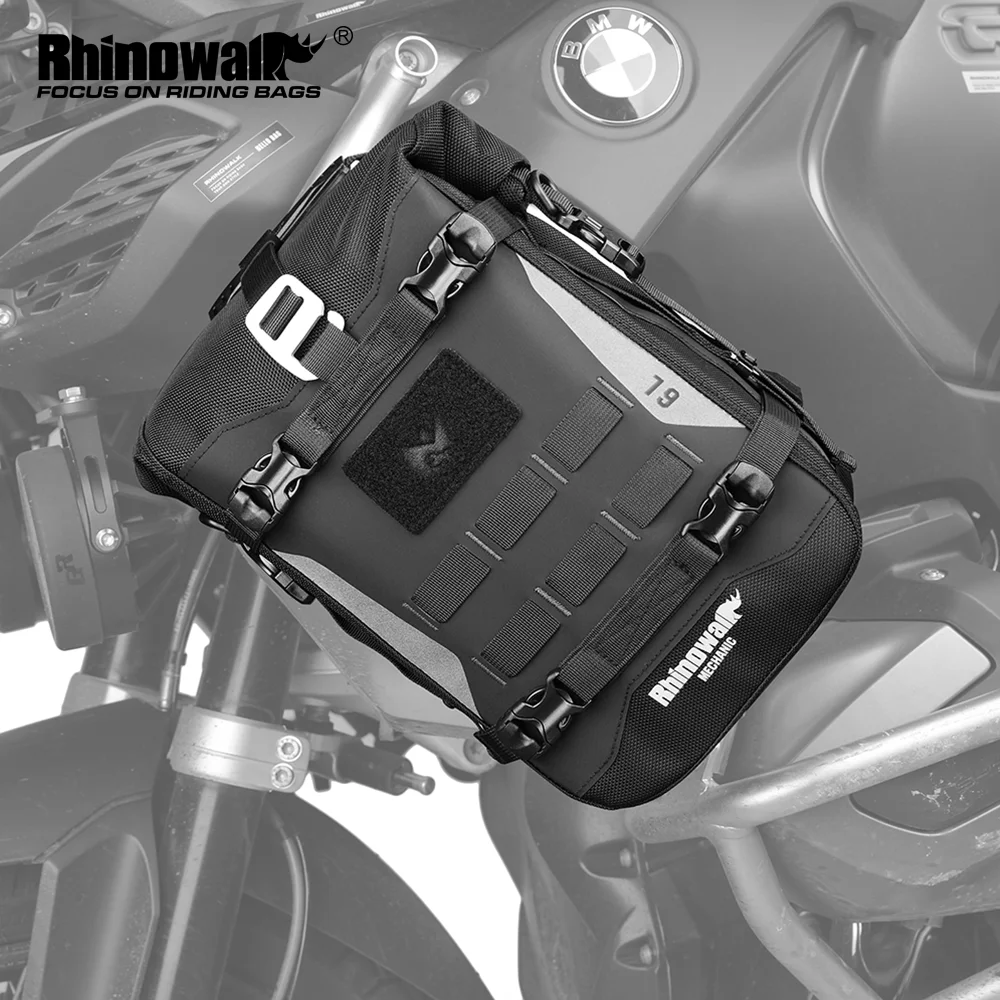 

Rhinowalk Motorcycle Bumper Edge Bag 6L Waterproof Motor Crash Bar Bag With Support Board Back Panner Side Bag Molle System