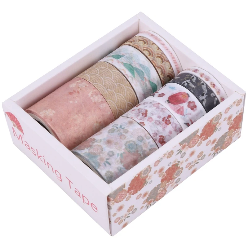 Top-10Pcs/Set Decorative Kawaii Washi Tape Set Japanese Paper Stickers Japanese Stationery Scrapbooking Supply