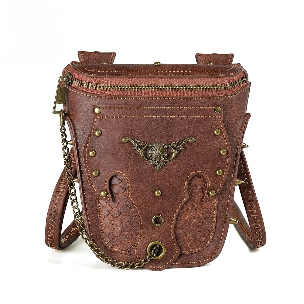

New Bag for Women's Retro Snake Pattern Women's One-shoulder Crossbody Bags Motorcycle Rivet Mobile Phone Chain Bag