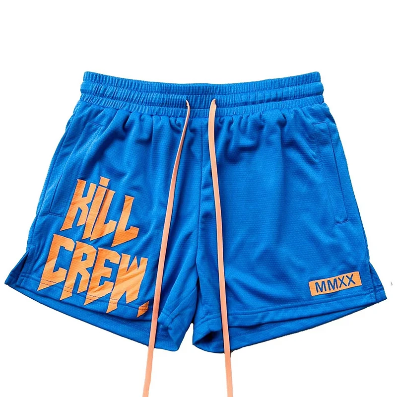 Calções de malha respirável para musculação masculino, Bermuda masculina, treino de boxe, secagem rápida, calça praia, esporte, ginástica, corrida, verão