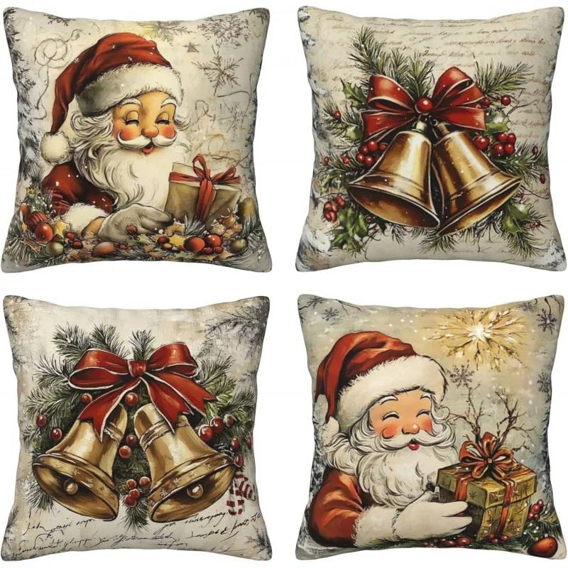 

Christmas Pillowcase 4-piece Set Christmas Series Cushion Square Pillowcase Used for Sofa Office Bedroom Decoration