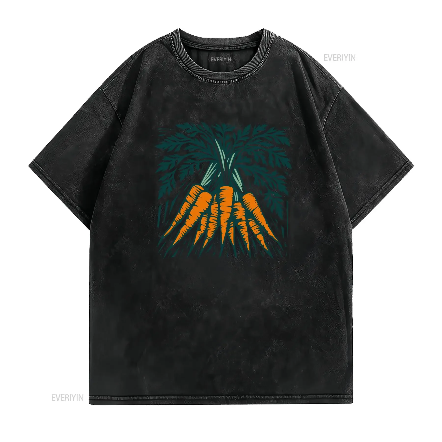 Vintage Linocut Carrot Bunch Nature Vegetable Lover Casual T Shirt vintage Washed graphic fashion Comfortable