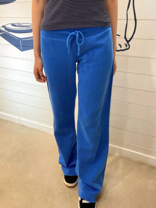 Pantalon de survêtement bleu Royal avec cordon de serrage pour femme, pantalon Long droit, ourlet brut, Vintage, Streetwear, en coton doux, nouvelle collection automne