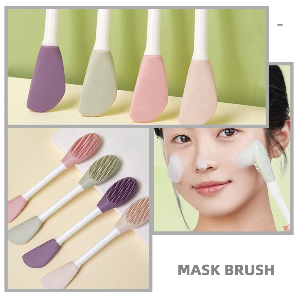 

3 Pcs Mask Brush Silicone Applicator Tool Facial Skin Cleansing Jelly Exfoliating Face Beauty Manual
