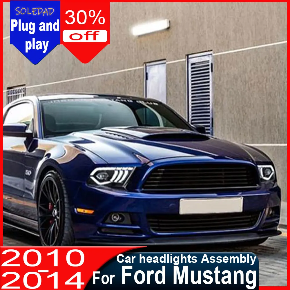 Car Headlights For Ford Mustang 2010 2011 2012 2013 2014 LED Car Front Lamps Assembly Upgrade Dynamic DRL Projector Lens Tool
