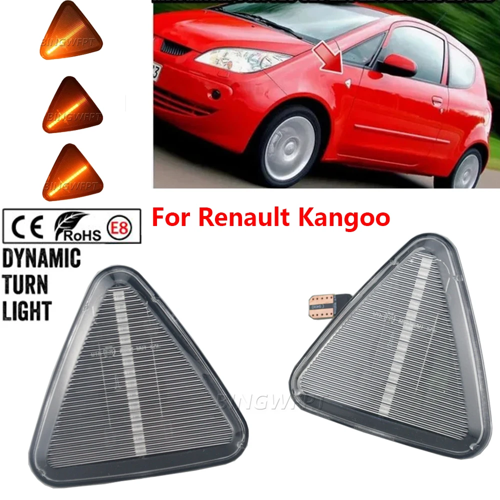 2Pcs For RENAULT KANGOO II Mod.Bj.2/2008-7/2013 Dynamic Side Marker Turn Signal Sequential Blinker Indicator Lights