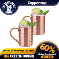 New 100% Copper Cups Pure Solid  Moscow Mule PURE Copper Mugs-Shaped 400ml Cocktail Cups Beer Milk Mug Drinkware