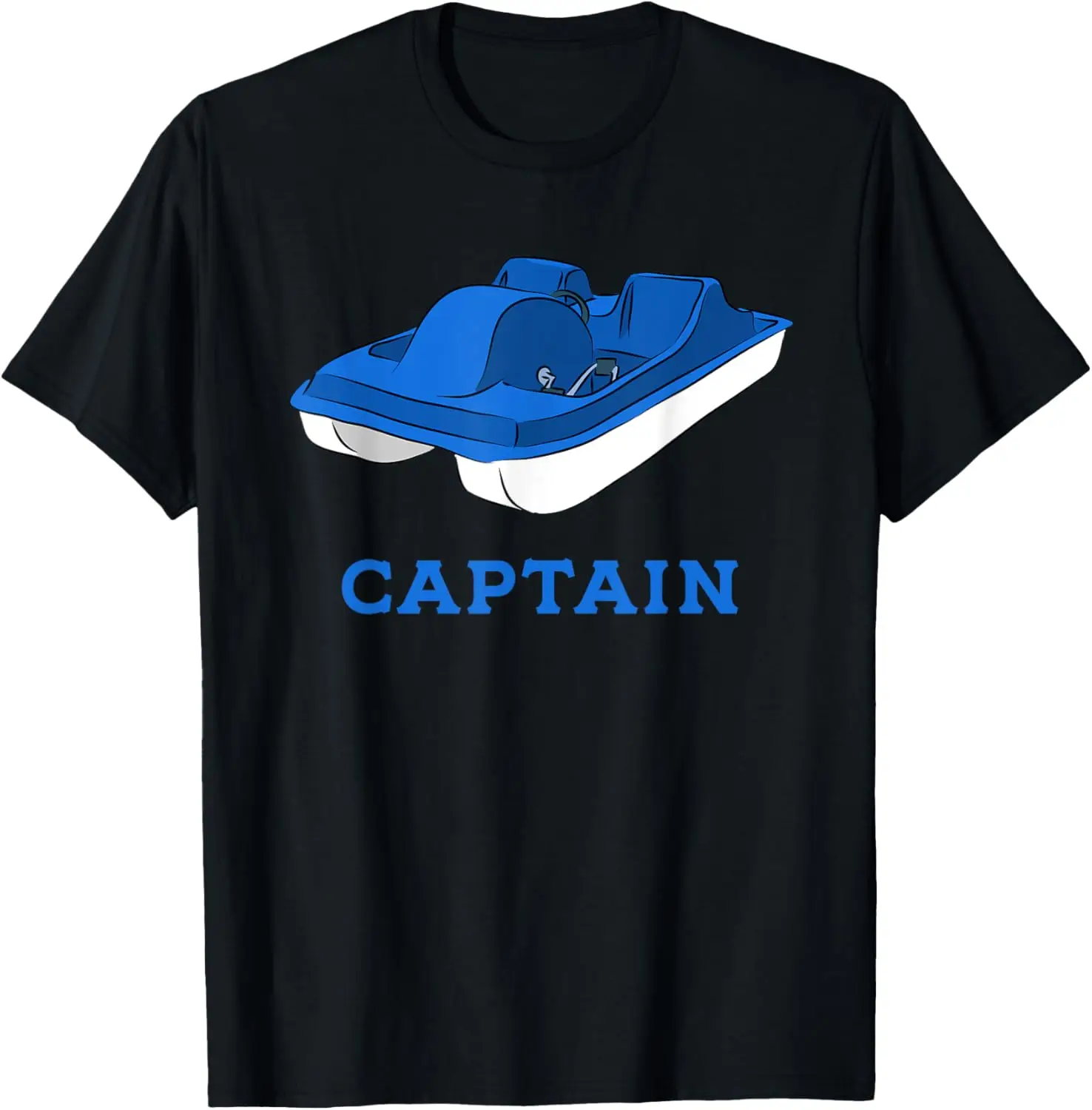 

Blue and White Pedal Boat Captain Graphic T-Shirt