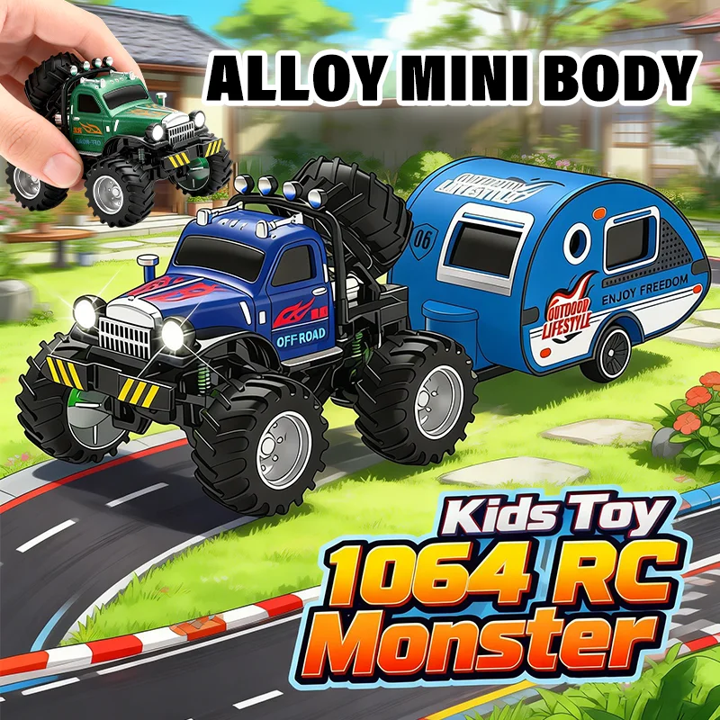 

Миниатюрные радиоуправляемые машинки 1:64: Дрифтовый монстр-трак 2.4G для городских дорог, с металлическим корпусом, вездеходный, на пульте управления, светящийся, электрический, детская игрушка, подарок
