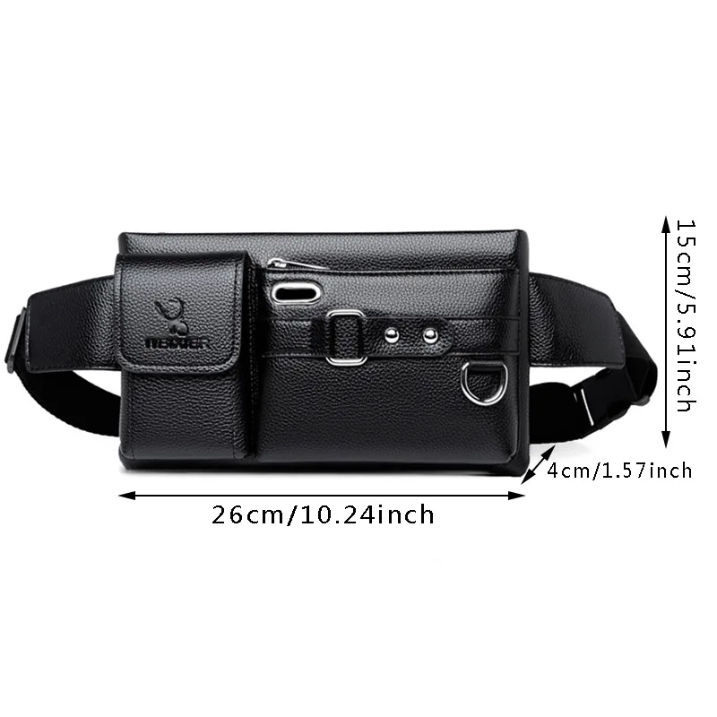 Waist Packs PU Leather Waist Bag For Men Travel Waist Pack Vintage Fanny Pack Male Belt Pouch Bag Casual Cell Phone Chest Bag