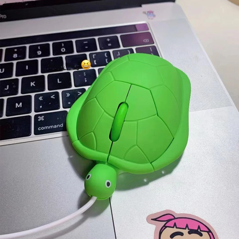 Cute Cartoon Wireless Mouse Ergonomic Mini Green Turtle Gaming Mouse 1600DPI 2.4G Wireless USB Wired Mice for Notebook Computer