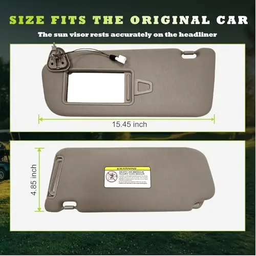 

Beige Sun Visor With Light For 2006–2009 Cars, Left And Right Side, Exact Fit 15.45×4.85 Inches