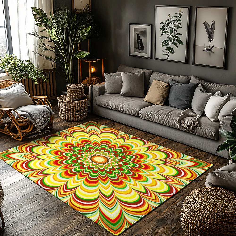 

Tuniu Colorful Psychedelic Mandala Rug, Irregular Geometric Floor Mat, Home Decor, Living Room Rug