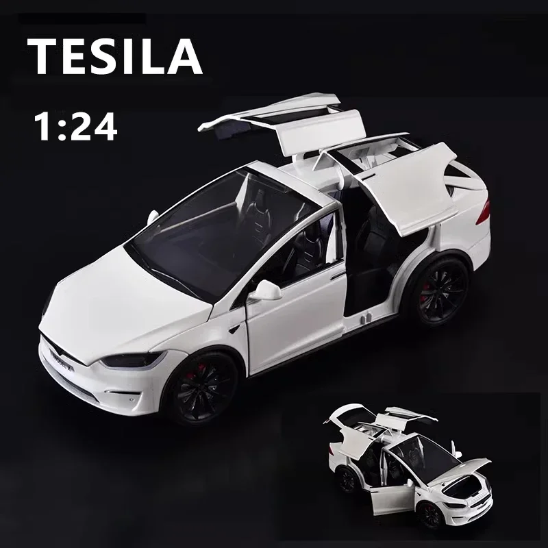 

1:24 Tesla Model X модель автомобиля из сплава, игрушечный автомобиль, литье под давлением, металлическое литье, звуковой и световой автомобиль, игрушки для детей, автомобиль