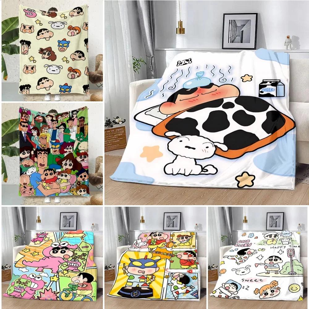 Printed Blanket Picnic Blankets Warm Blanket Soft and Comfortable Crayon Shin-chan Miniso Blanket Home Travel Birthday Gift