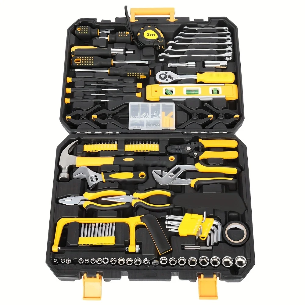 198Pc Socket Wrench Auto Repair Tool Combination Package Mixed Tool Set Hand Tool Kit with Plastic Toolbox Storage Case