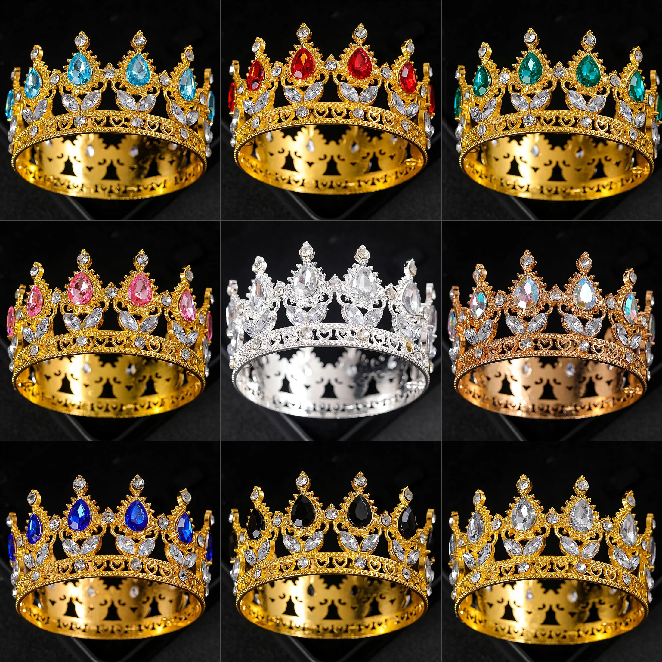 Baroque Crystal Tiaras And Crown Cake Topper Decorative Elegant Wedding Cake Princess Birthday Decoratio Party Supplies